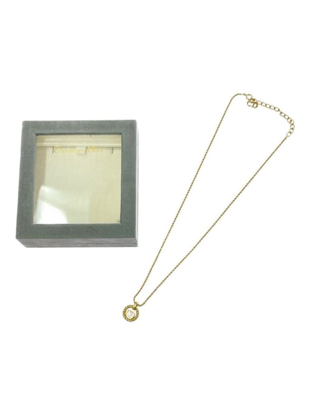 Dior CD Logo Circle Necklace Gold